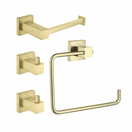 KIBI Cube 4-Piece Bathroom Hardware Set C-KBA15-4BG-1